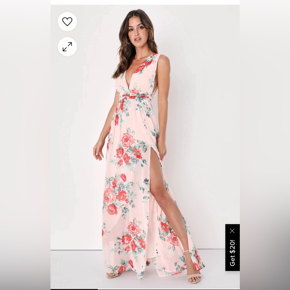 Garden Meandering Blush Floral Print Maxi Dress
